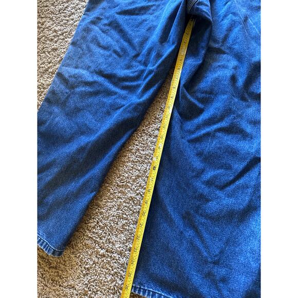 Vintage Roebucks Faded Medium Wash Denim Baggy Carpenter Overalls Size 44 XL - Picture 8 of 8